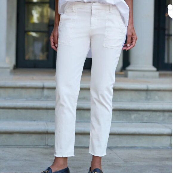 Frank & Eileen Blackrock Utility Pant Italian Peached Twill Chalk Size 10 - Picture 1 of 12